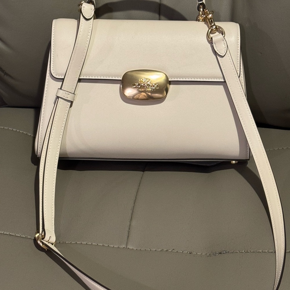 Coach Cream Crossbody Bag Eliza Top Handle with Gold Hardware